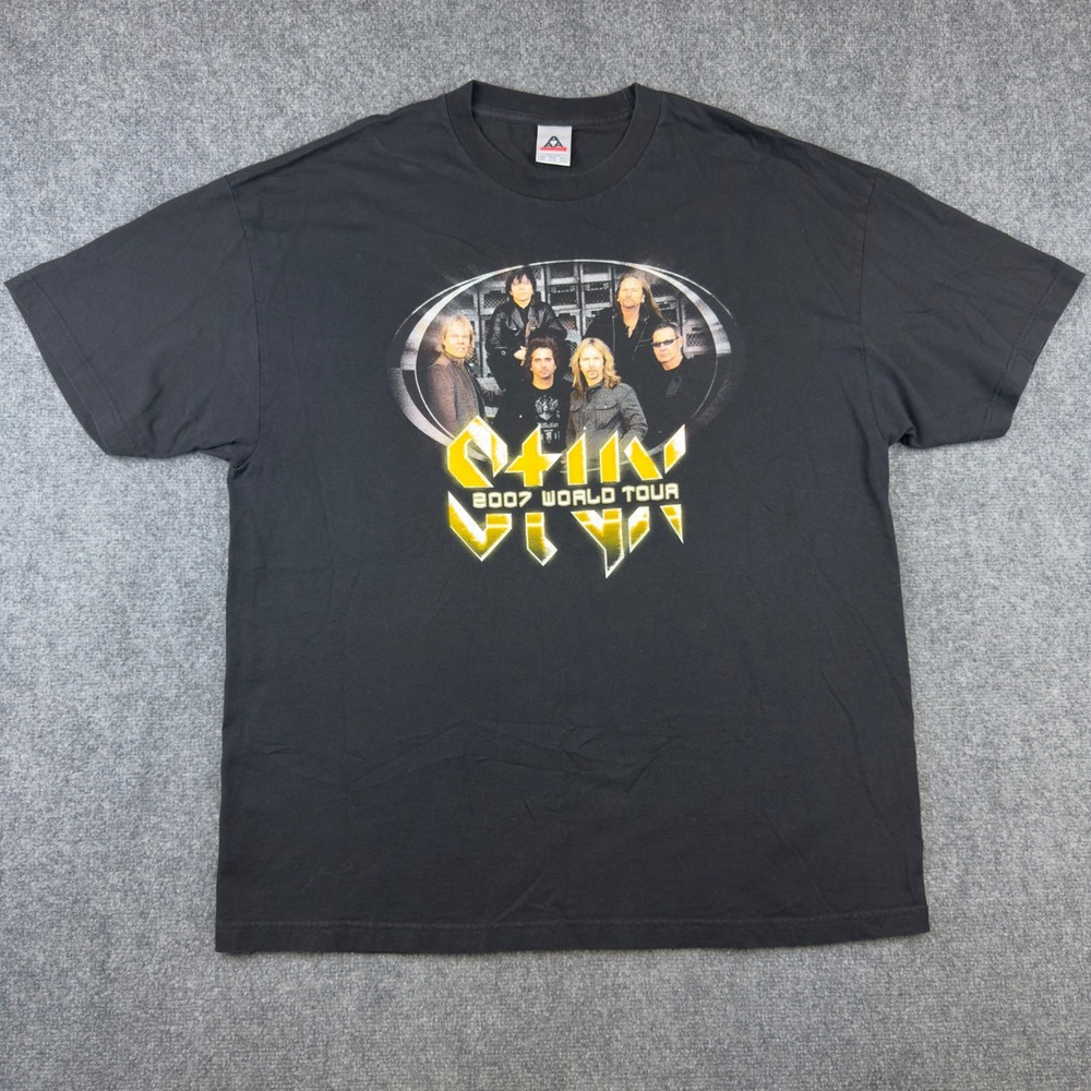 Styx 2007 World Tour Concert T-Shirt Mens 2XL Black Alstyle AAA Graphic Rock Tee